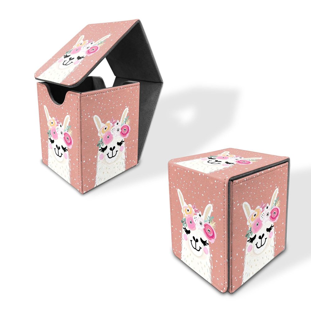 ETLKJVBL for MTG Card Storage Solution, High Capacity Anime Card Sleeves for Mtg Deck Box, Alpaca Wearing Flowers for MTG Card Box and Commander Decks, Designed Specifically for Mtg Players