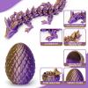 Aodomis 3D Printed Dragon Egg with Articulated Crystal Dragon Inside -Surprise Dinosaur Egg Fidget Toys for Kids 8-12 5-7 4-6, Prefilled Easter Basket Stuffers for Kids Teens(Laser Deep Purple Gold) view 3