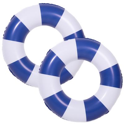 2 Pcs Inflatable Pool Floats with Handles-Pool Floats Tubes - Swim Tubes Inflatable 32" Pool Floats and Rings- Pool Swimming Rings for Adults Summer Beach Pool Party Decor (Beach Theme-Blue, 32inch)