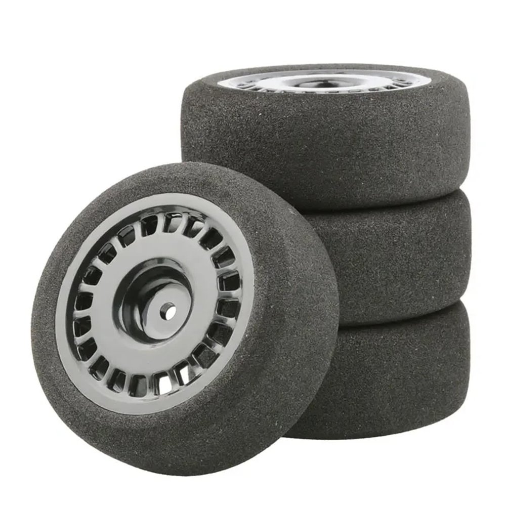 4Pcs 68mm Foam Tire Sponge Tyre Wheel Rim Set for Wltoys 144001 124016 124017 124018 124019 104001 RC Car Upgrade Parts(Black)