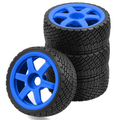 100mm 1/7 1/8 RC On-Road tires 4 Pcs Nylon Plastic wheel Road Touring tires 17mm Hex Suitable for most 1/8 RC On-Road cars such as ARRMA Feishen Tekno MP10 ZD KM C3 W199 (Blue)