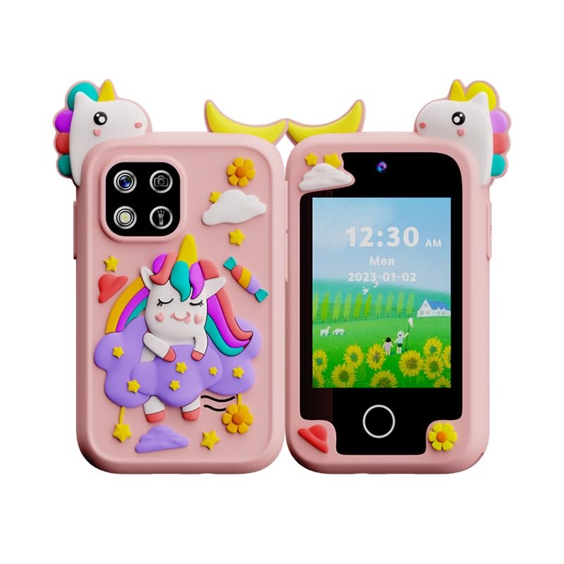 lumthou Kids Smart Phone for Girls, Christmas Birthday Gifts for Girls Age 3-10 Kids Toys Cell Phone, 2.8" Touchscreen Toddler Learning Play Toy Phone with Dual Camera, Game, Music Player,Pink