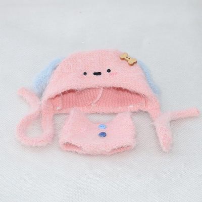 Plush Knit Hat Kigurumi Set, for 3.9 inches (10 cm), Pressing Goods, Pink