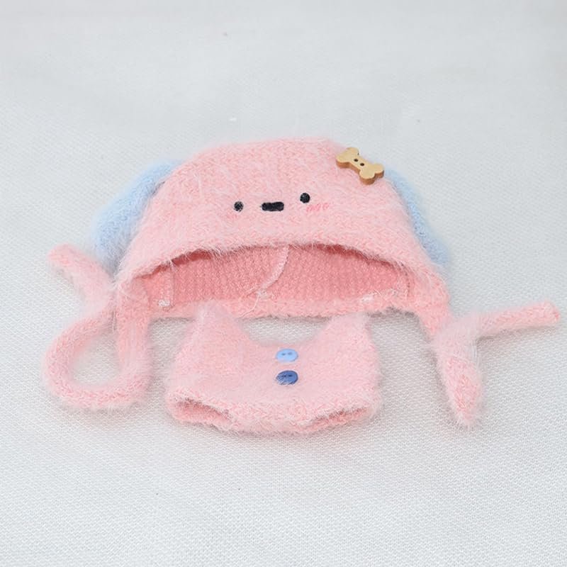 Plush Knit Hat Kigurumi Set, for 3.9 inches (10 cm), Pressing Goods, Pink