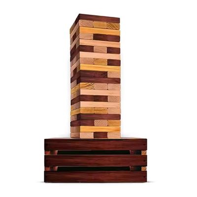 Giant Wooden Tower Stacking Game  60 Weather-Resistant Jumbo Blocks in Premium Reclaimed Pine with Storage Crate/Table, Perfect for Holiday Family Fun, Outdoor Yard Play, Lawn Parties, Camping & BBQs