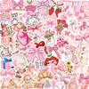 100PCS Coquette Stickers Pink Aesthetic Pack Cute Bow Tie Stickers for Girls Pink Sticker for Laptop Vinyl Waterproof Aesthetic Decals view 1