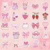 100PCS Coquette Stickers Pink Aesthetic Pack Cute Bow Tie Stickers for Girls Pink Sticker for Laptop Vinyl Waterproof Aesthetic Decals view 2