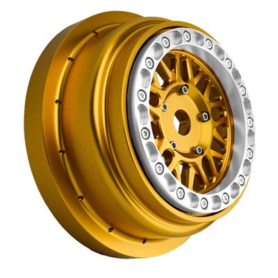 BeaxTurbo Racing Upgrade Parts CNC Aluminum Bead Lock Wheel for Losi Super Baja Rey SBR 2.0 1/6 1pcs Gold (Gold-Silver)