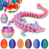 Aodomis 3D Printed Dragon Egg with Articulated Crystal Dragon Inside -Surprise Dinosaur Egg Fidget Toys for Kids 8-12 5-7 4-6, Unique Prefilled Easter Basket Stuffers for Kids Teens(Candy Color) view 1