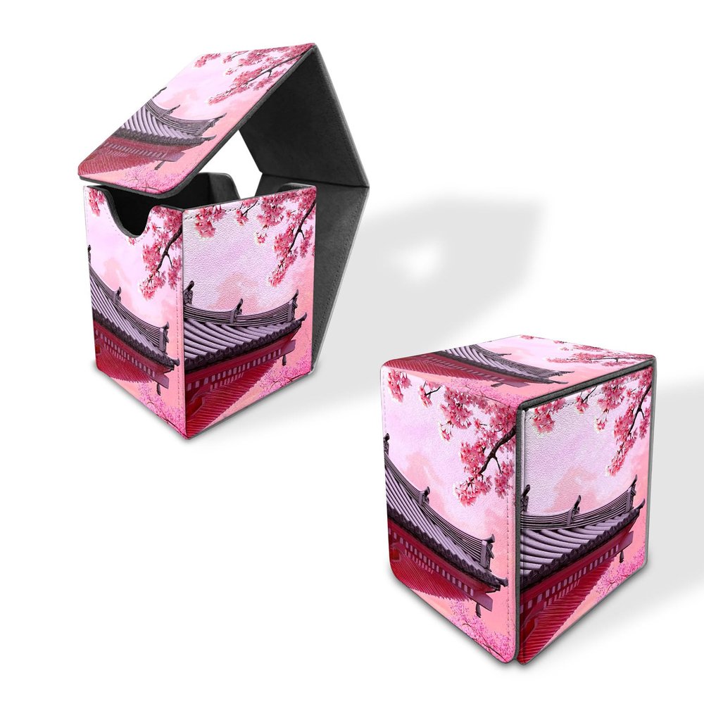 ETLKJVBL for MTG Card Storage Solution, High Capacity Anime Card Sleeves for Mtg Deck Box, Temple Pink Sakura Flowers for MTG Card Box and Commander Decks, Designed Specifically for Mtg Players