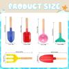 MEIDAYAI Beach Toys, 6 Pcs Kids Gardening Set, 8'' Kid Metal Sand Toys Sandbox Toys with Sturdy Wooden Handle, Children Beach Sand Toys Gardening Set, Beach Shovels for Kids Ages 3-8 view 2