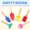 MEIDAYAI Beach Toys, 6 Pcs Kids Gardening Set, 8'' Kid Metal Sand Toys Sandbox Toys with Sturdy Wooden Handle, Children Beach Sand Toys Gardening Set, Beach Shovels for Kids Ages 3-8 view 3