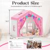 HOMMOW Kids Tent,Indoor & Outdoor Kid Playhouse 2 in 1 with Lights and Mat,54" x36.5" x 51" Large Play Tents with 2 Doors & 5 Windows,Pink view 3