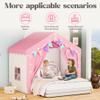 HOMMOW Kids Tent,Indoor & Outdoor Kid Playhouse 2 in 1 with Lights and Mat,54" x36.5" x 51" Large Play Tents with 2 Doors & 5 Windows,Pink view 4