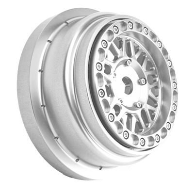BeaxTurbo Racing Upgrade Parts Losi Super Baja Rey SBR 2.0 1/6 Aluminum Bead Lock Wheel Titanium Silver 1pcs (Silver-Silver)