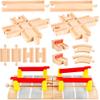 14 Pack Wooden Train Track Expansion Male Female Bumpers Track Wooden Train Bridge Straight Wood Tracks Accessories Compatible with Railroad Track Set view 1
