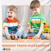 14 Pack Wooden Train Track Expansion Male Female Bumpers Track Wooden Train Bridge Straight Wood Tracks Accessories Compatible with Railroad Track Set view 4