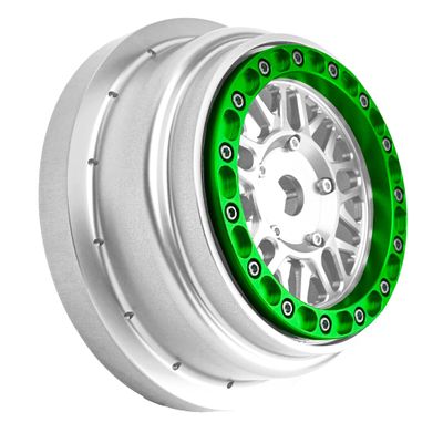 BeaxTurbo Racing Upgrade Parts Losi Super Baja Rey SBR 2.0 1/6 Aluminum Bead Lock Wheel Titanium Silver 1pcs (Silver-Green)