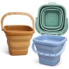 3PCS 3L Collapsible Bucket Sandbox Kit Castle Mold Building Snow Toys for Kids, Foldable Beach Bucket Sand Pail for Garden Planting, Beach Essential Travel Summer Toys, Househould Cleaner Bucket view 1