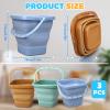 3PCS 3L Collapsible Bucket Sandbox Kit Castle Mold Building Snow Toys for Kids, Foldable Beach Bucket Sand Pail for Garden Planting, Beach Essential Travel Summer Toys, Househould Cleaner Bucket view 2
