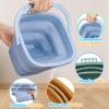 3PCS 3L Collapsible Bucket Sandbox Kit Castle Mold Building Snow Toys for Kids, Foldable Beach Bucket Sand Pail for Garden Planting, Beach Essential Travel Summer Toys, Househould Cleaner Bucket view 3