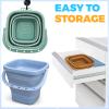 3PCS 3L Collapsible Bucket Sandbox Kit Castle Mold Building Snow Toys for Kids, Foldable Beach Bucket Sand Pail for Garden Planting, Beach Essential Travel Summer Toys, Househould Cleaner Bucket view 4