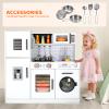 Arlopu Kids Kitchen Playset, Wooden Pretend Play Toy Set w/Realistic Design, Lights Sounds, Pots Pans Utensils for Boys Girls Ages 3+ (White) view 3
