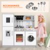 Arlopu Kids Kitchen Playset, Wooden Pretend Play Toy Set w/Realistic Design, Lights Sounds, Pots Pans Utensils for Boys Girls Ages 3+ (Gray) view 3