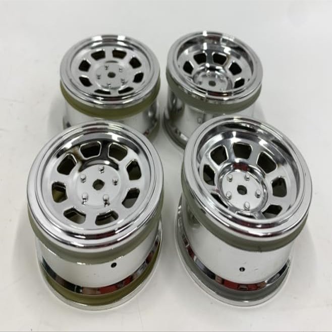 Ancalos HPI #3861#3857 HPI Sprint 2 Nitro RS4 3 Evo 1/10 WHEELS/RIMS F:26MM R:31MM VINTAGE STOCK CAR WHEEL CHORME 6MM OFFSET