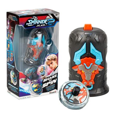 Bizak Spinner Mad 2 Shake, Single Spinning Top with Advanced Mechanism, Dark Bull, Battle Toy for Boys and Girls +5 Years, 6 Different Styles to Collect, (62006323-6)