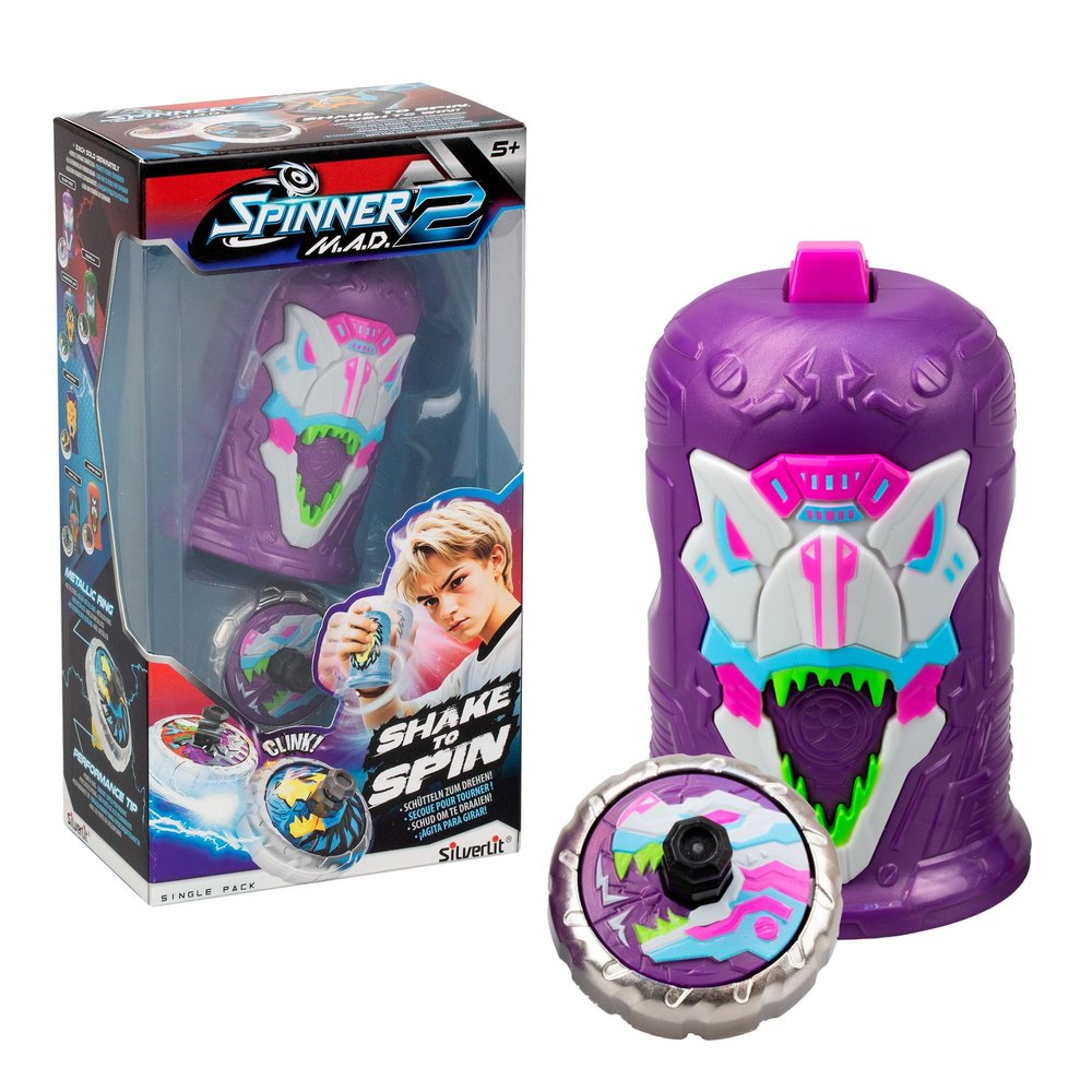 Bizak Spinner Mad 2 Shake, Single Spinning Top with Advanced Mechanism, Elixir T-Rex, Battle Toy for Boys and Girls +5 Years, 6 Different Styles to Collect, (62006323-1)