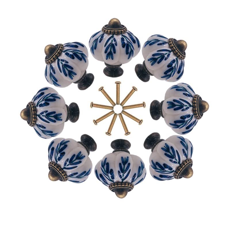 10x Ceramic Porcelain Knob and Handles Pumpkin Shaped Children Room Hardware Drawer Cabinet Knobs for Kids/Children - (Color: Model B)
