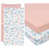 100% Cotton Crib Sheets and Changing Pad Covers Bundle Set 4 Pack, (Jungle Leaves + Flamingo Baby Sheets for Girl or Boy) view 1