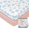 100% Cotton Crib Sheets and Changing Pad Covers Bundle Set 4 Pack, (Jungle Leaves + Flamingo Baby Sheets for Girl or Boy) view 2