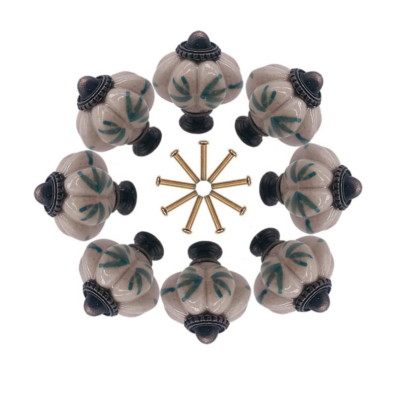 10x Ceramic Porcelain Knob and Handles Pumpkin Shaped Children Room Hardware Drawer Cabinet Knobs for Kids/Children - (Color: Model C)
