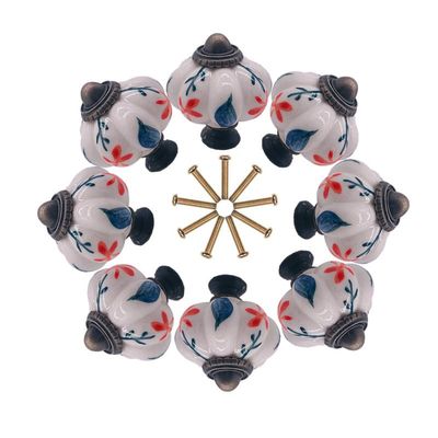 10x Ceramic Porcelain Knob and Handles Pumpkin Shaped Children Room Hardware Drawer Cabinet Knobs for Kids/Children - (Color: Model F)