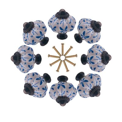 10x Ceramic Porcelain Knob and Handles Pumpkin Shaped Children Room Hardware Drawer Cabinet Knobs for Kids/Children - (Color: Model H)