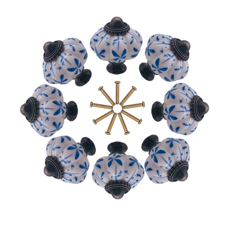 10x Ceramic Porcelain Knob and Handles Pumpkin Shaped Children Room Hardware Drawer Cabinet Knobs for Kids/Children - (Color: Model H)