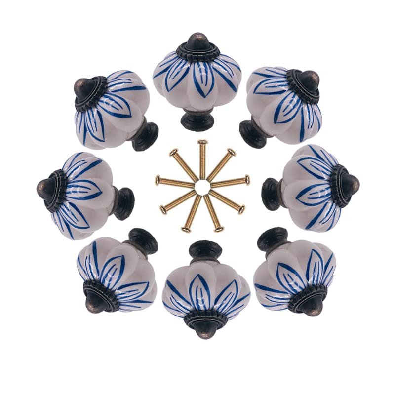 10x Ceramic Porcelain Knob and Handles Pumpkin Shaped Children Room Hardware Drawer Cabinet Knobs for Kids/Children - (Color: Model D)