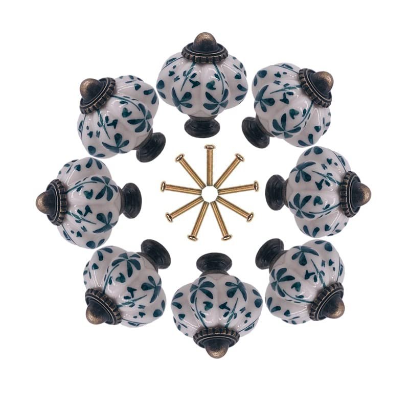 10x Ceramic Porcelain Knob and Handles Pumpkin Shaped Children Room Hardware Drawer Cabinet Knobs for Kids/Children - (Color: Model A)