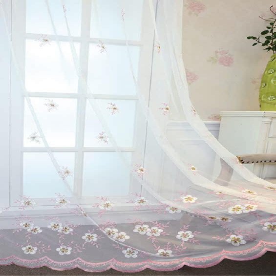 Iuokuby Simple Classical Plum Embroidery 52 Wide Sheer Curtains Rod Pocket Top Home Decor for Living Kids Baby Room