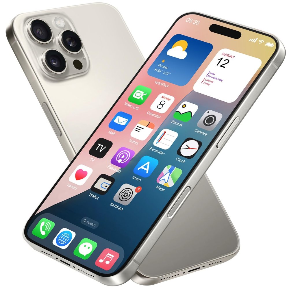 Dummy Fake Phone Model, Looks Like The Real Phone Compatible with Phone 16 PM, for Cell Phone Store Display or Send a Toy Phone for Kids (16ProMax,Natural Titanium,The Screen is Printed with Patterns)