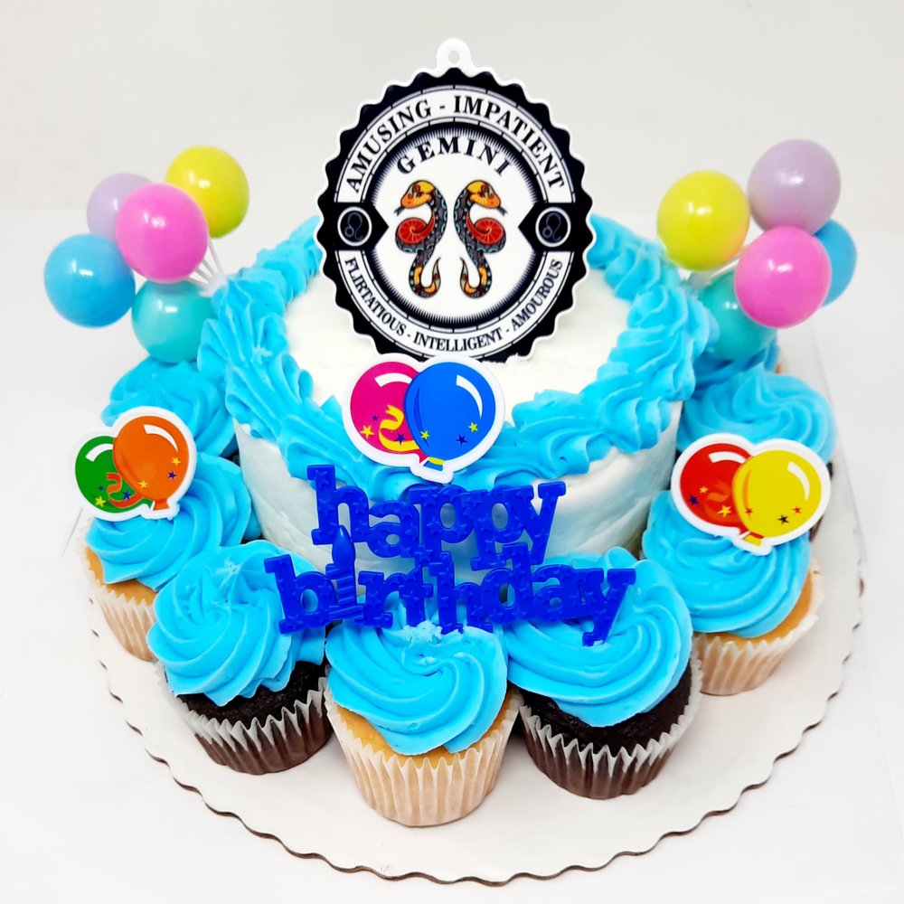 Gemini Themed 7 Piece Birthday Cake Topper Set