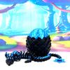3D Printed Dragon with Dragon Egg, 12 Inches Black and Blue Cherry Blossom Fidget Dragon Toy, Fidget ADHD Autism Toy, Executive Desk Toy D080-BBE view 2