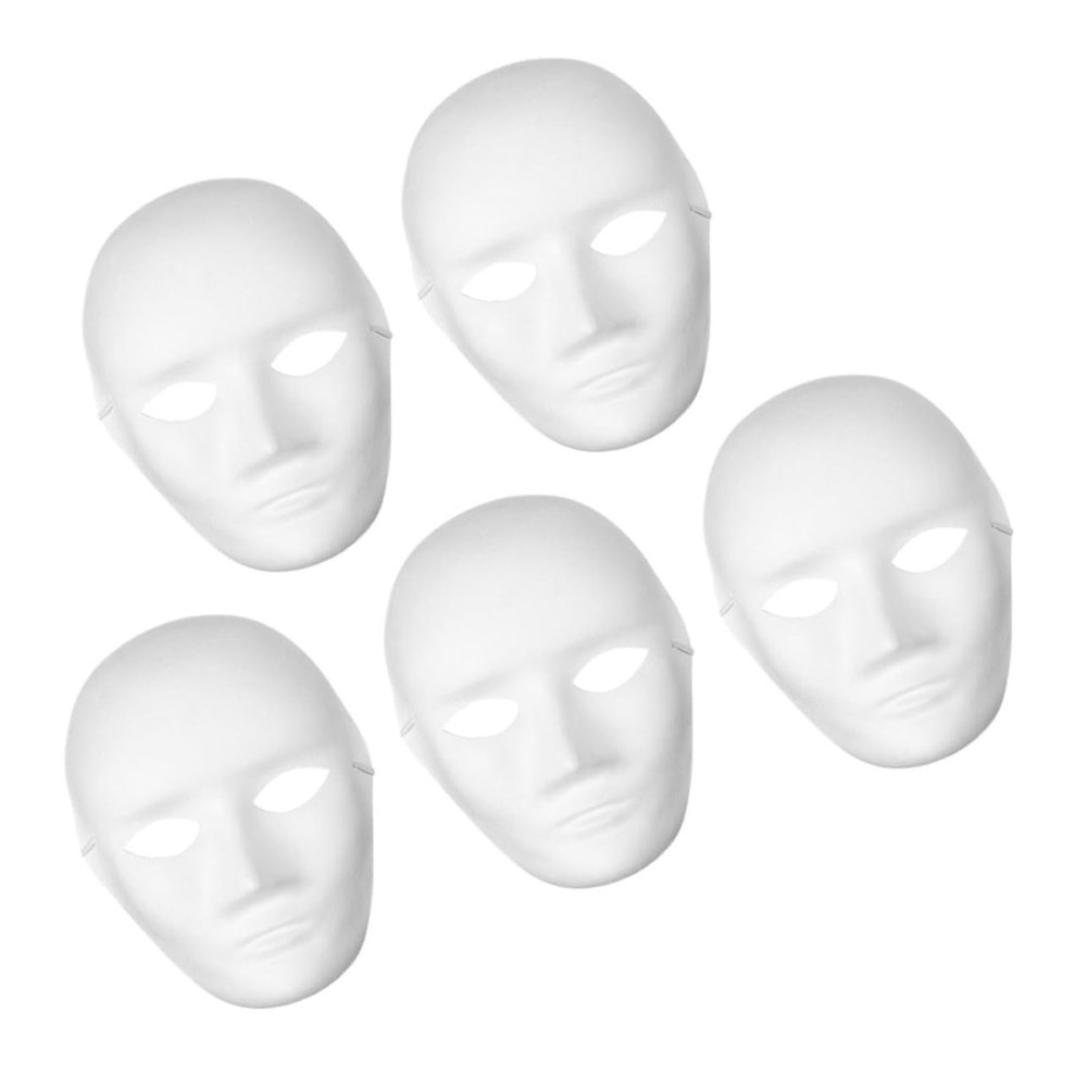 ANDRESLAD 5pcs Blank White Masks for Boy Girl Paintable Carnival Masquerade Crafts Safe Material Creative Fun for Parties Group Activities and Unique