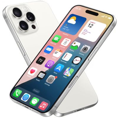 Dummy Fake Phone Model, Looks Like The Real Phone Compatible with Phone 16 PM, for Cell Phone Store Display or Send a Toy Phone for Kids (16ProMax,White Titanium,The Screen is Printed with Patterns)