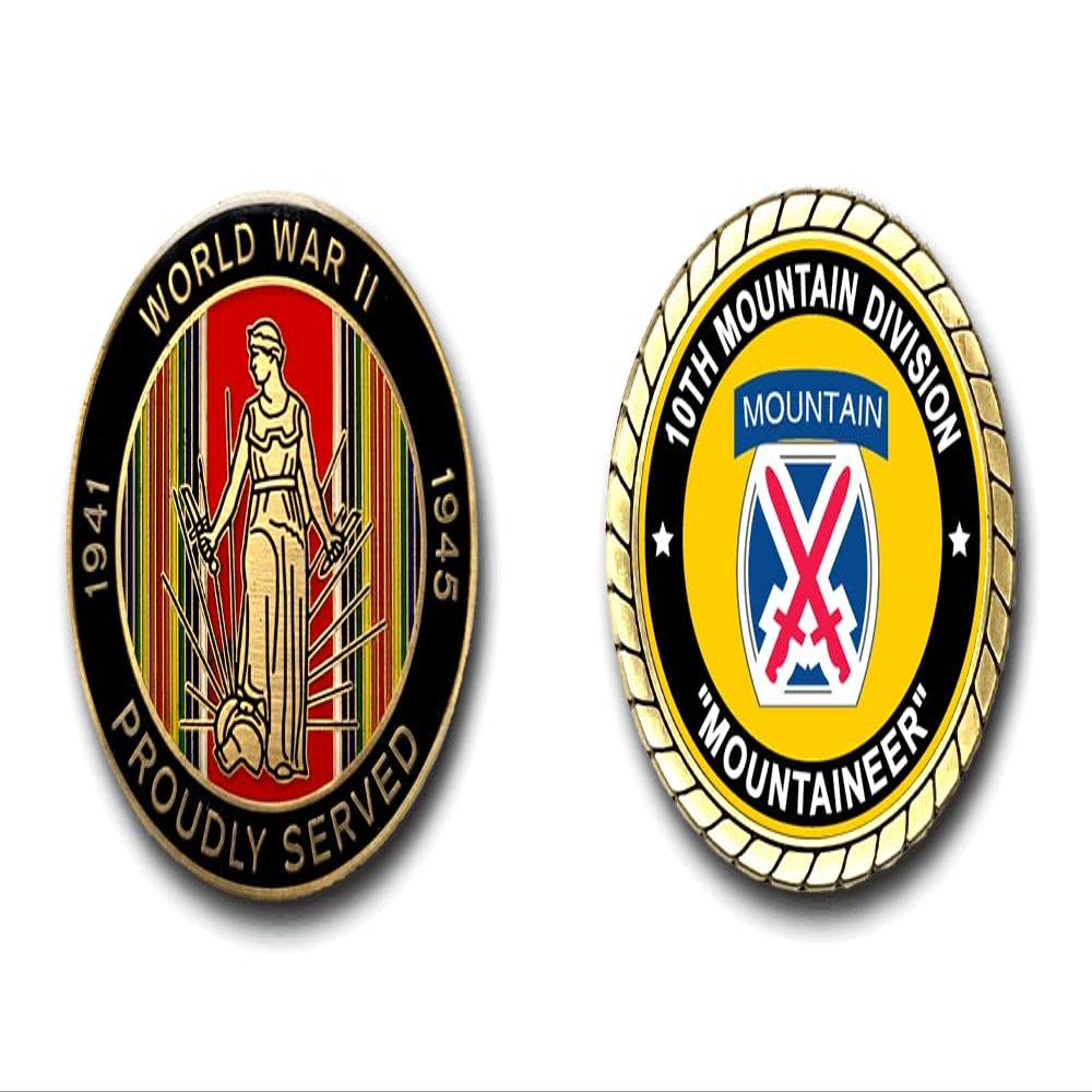 10th Mountain Division Mountaineer WWII Service Challenge Coin