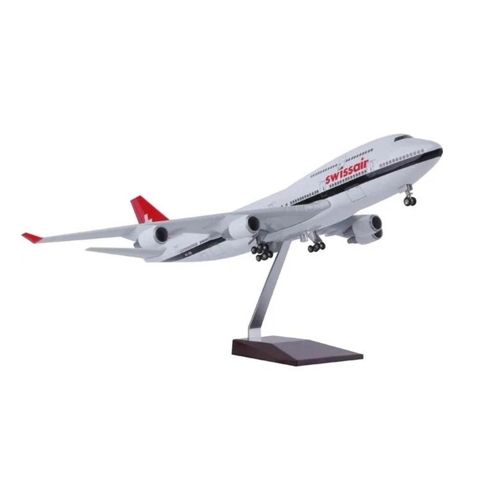 Scale Aircraft 47CM 1/130 for Boeing 747 Switzerland Airlines Diecast Airplane Model with Landing Gear Decoration Office Suitable for Display(No Light)