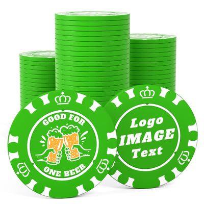 100 Custom Poker Chips, 40MM Custom Drink Tokens Personalized Logo, Image and Text, Double Side UV Full Color Printing Custom Drink Chips for Bar, Party, Business Cards, Company Logo and Promotions