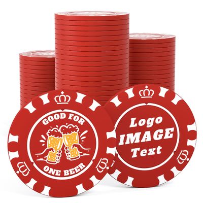100 Custom Poker Chips, 40MM Custom Drink Tokens Personalized Logo, Image and Text, Double Side UV Full Color Printing Custom Drink Chips for Bar, Party, Business Cards, Company Logo and Promotions